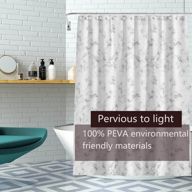 TIKABC Shower Curtain Liner, 4G PEVA Marble Cloud Shower Liner, Plastic Waterproof Shower Curtains, 72x72 inch with Grommet Holes 3 Magnetic Weights - Image 2